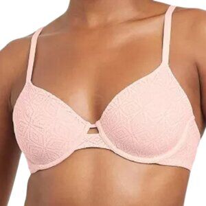 Women's Auden Pink Unlined Demi Coverage Underwire Lace Bra 32B NWT